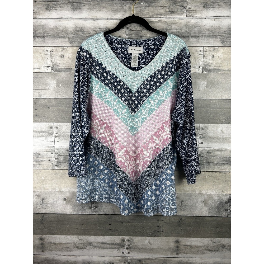 Alfred Dunner XL Long Sleeve V Neck Blouse